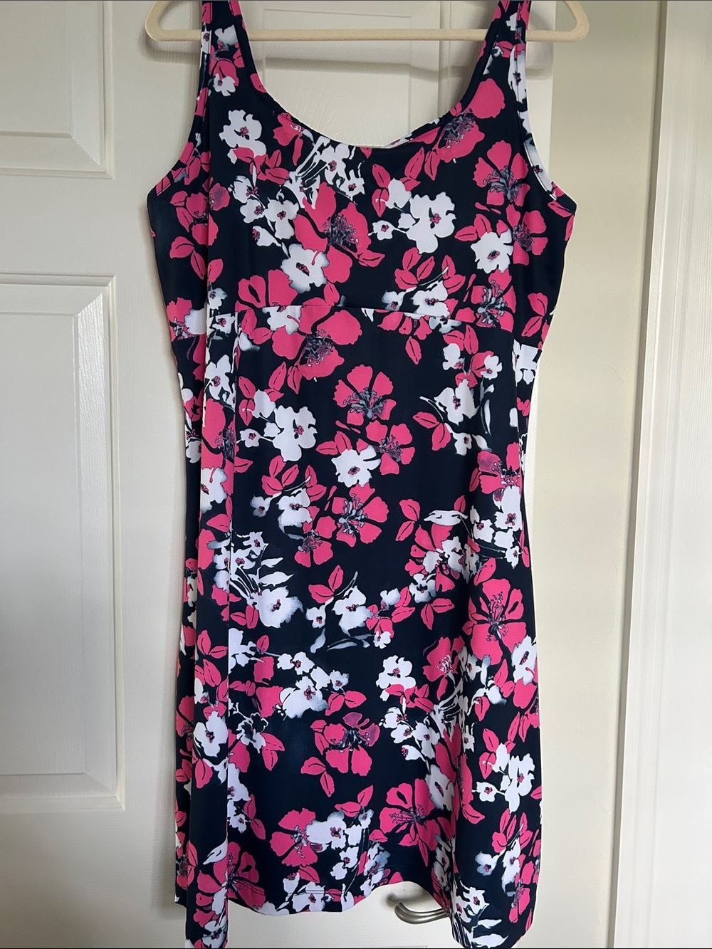 Columbia Freezer Navy Blue with Pink & White Flowers Dress